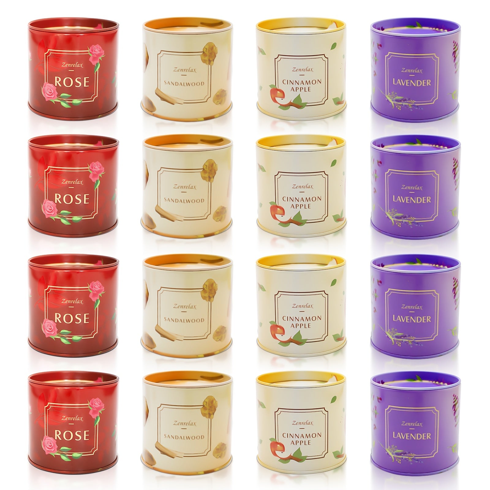 30oz Scented Candle Set for Women - Rose, Sandalwood, Cinnamon, Apple & Lavender Fragrances in Metal Jar - Perfect Christmas, Valentine's Day & Birthday Gift Seasonal Holiday Decorations for Halloween