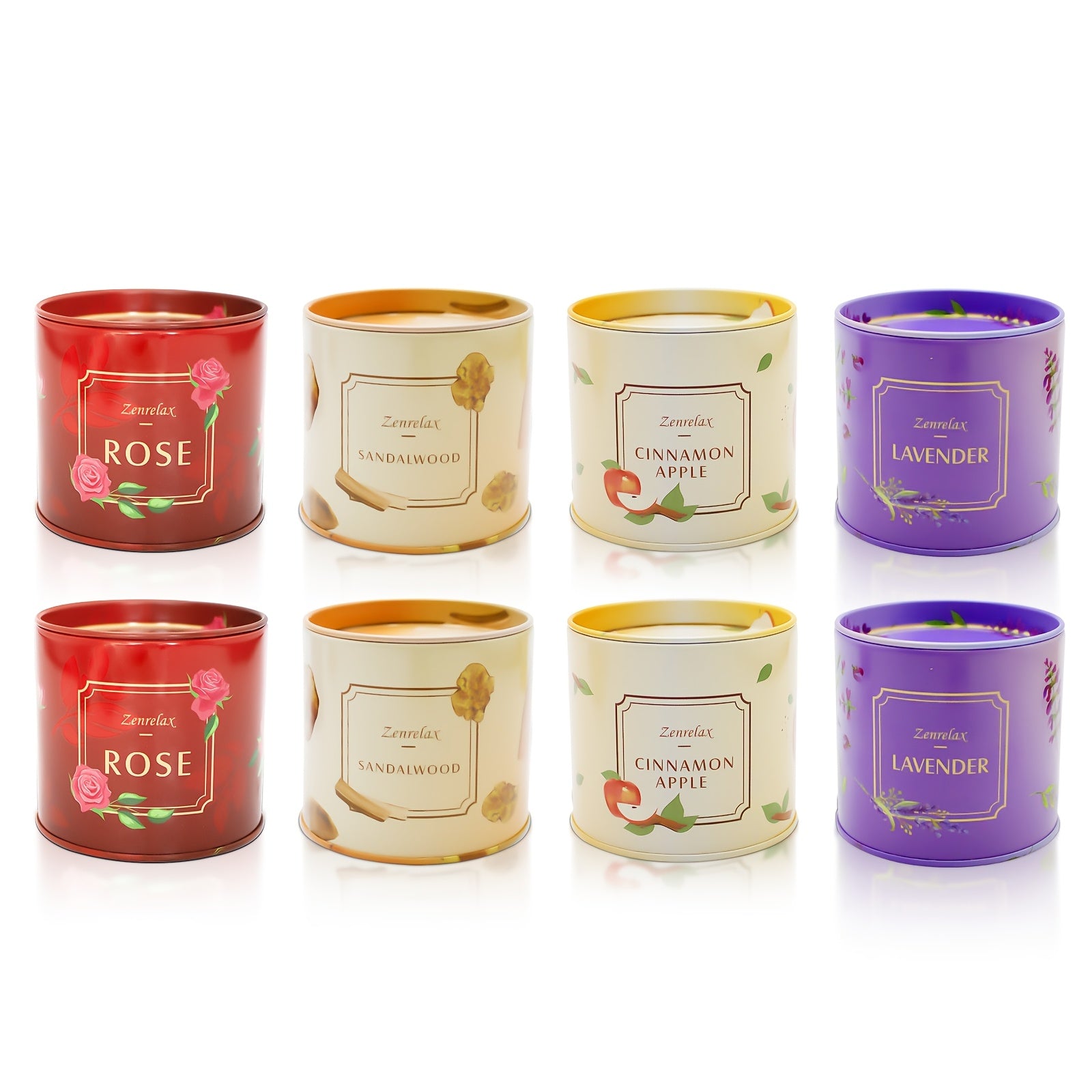 30oz Scented Candle Set for Women - Rose, Sandalwood, Cinnamon, Apple & Lavender Fragrances in Metal Jar - Perfect Christmas, Valentine's Day & Birthday Gift Seasonal Holiday Decorations for Halloween