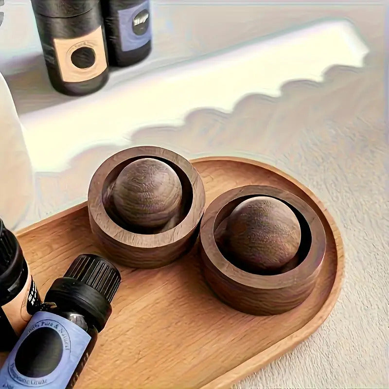 2 (1set) Natural Wooden Spherical Diffusers Slowly Release Lasting Aroma, Suitable for Homes, Cars, Bathrooms, Offices, Decorative Wooden Spherical Diffusers with Natural Wood Grain, Health Enthusiasts, No Batteries Required, Diffusers,