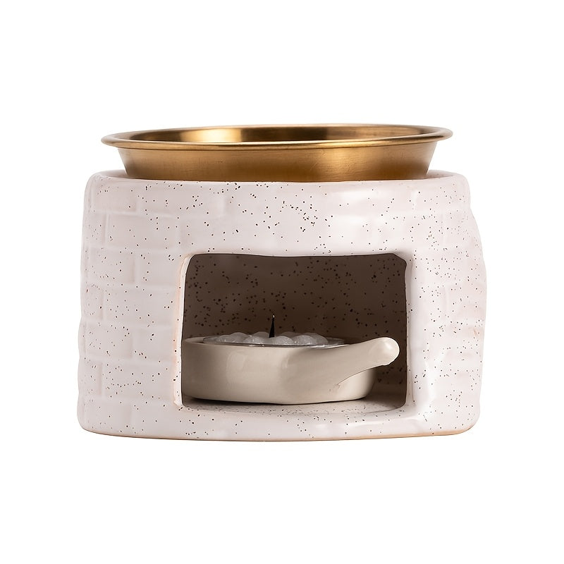 1 Set Ceramic Incense Holder Essential Oil Candle Holder - Aroma Diffuser, Household Indoor Essential Oil Candle Warmer, Tea Light Heater, Incense Holder, Sandalwood Powder Aroma Enhancer, Desktop Fragrance Ornament, Bedroom Living Room Ambiance