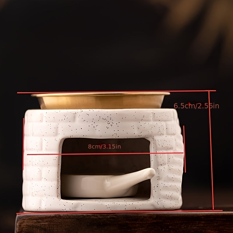 1 Set Ceramic Incense Holder Essential Oil Candle Holder - Aroma Diffuser, Household Indoor Essential Oil Candle Warmer, Tea Light Heater, Incense Holder, Sandalwood Powder Aroma Enhancer, Desktop Fragrance Ornament, Bedroom Living Room Ambiance