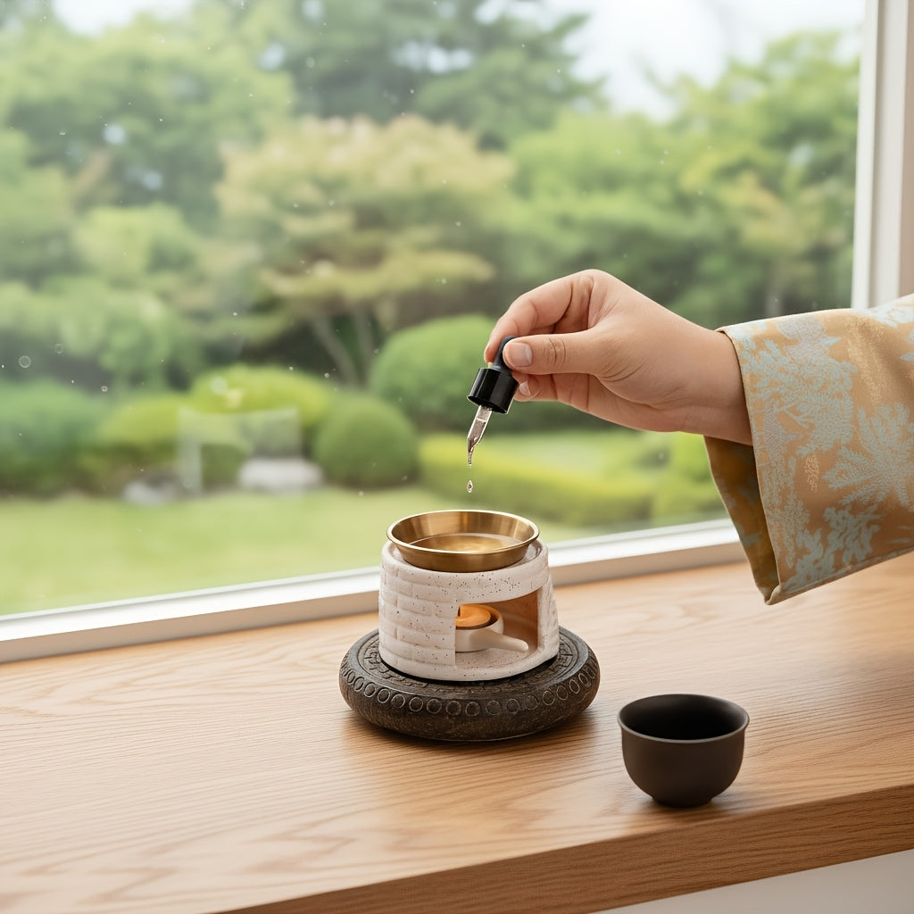 1 Set Ceramic Incense Holder Essential Oil Candle Holder - Aroma Diffuser, Household Indoor Essential Oil Candle Warmer, Tea Light Heater, Incense Holder, Sandalwood Powder Aroma Enhancer, Desktop Fragrance Ornament, Bedroom Living Room Ambiance