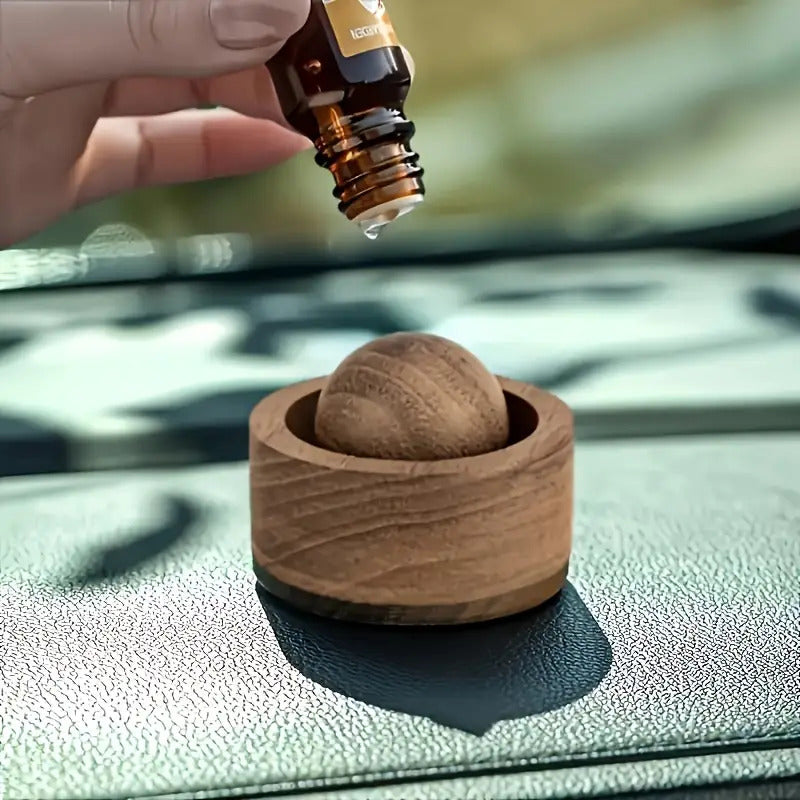 2 (1set) Natural Wooden Spherical Diffusers Slowly Release Lasting Aroma, Suitable for Homes, Cars, Bathrooms, Offices, Decorative Wooden Spherical Diffusers with Natural Wood Grain, Health Enthusiasts, No Batteries Required, Diffusers,
