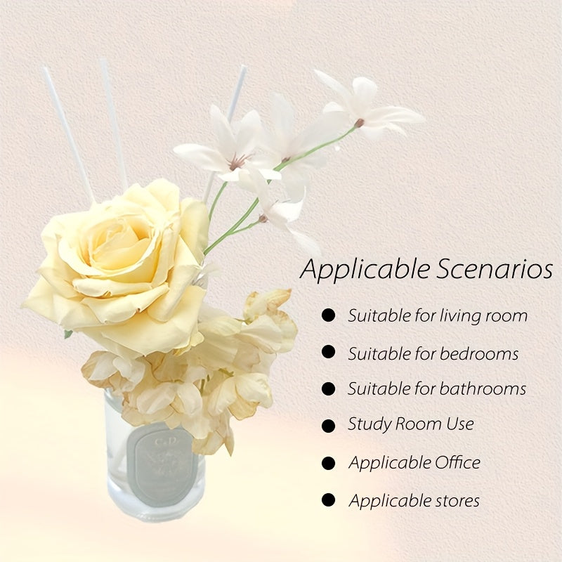 Rattan Diffuser Set, Flower Rattan Diffuser Sandalwood Rose 4.2 Oz With Stick Diffuser, Home Essential Oil For Bathroom Shelf Decor, Living Room, Great Room (Lychee Orange Blossom)