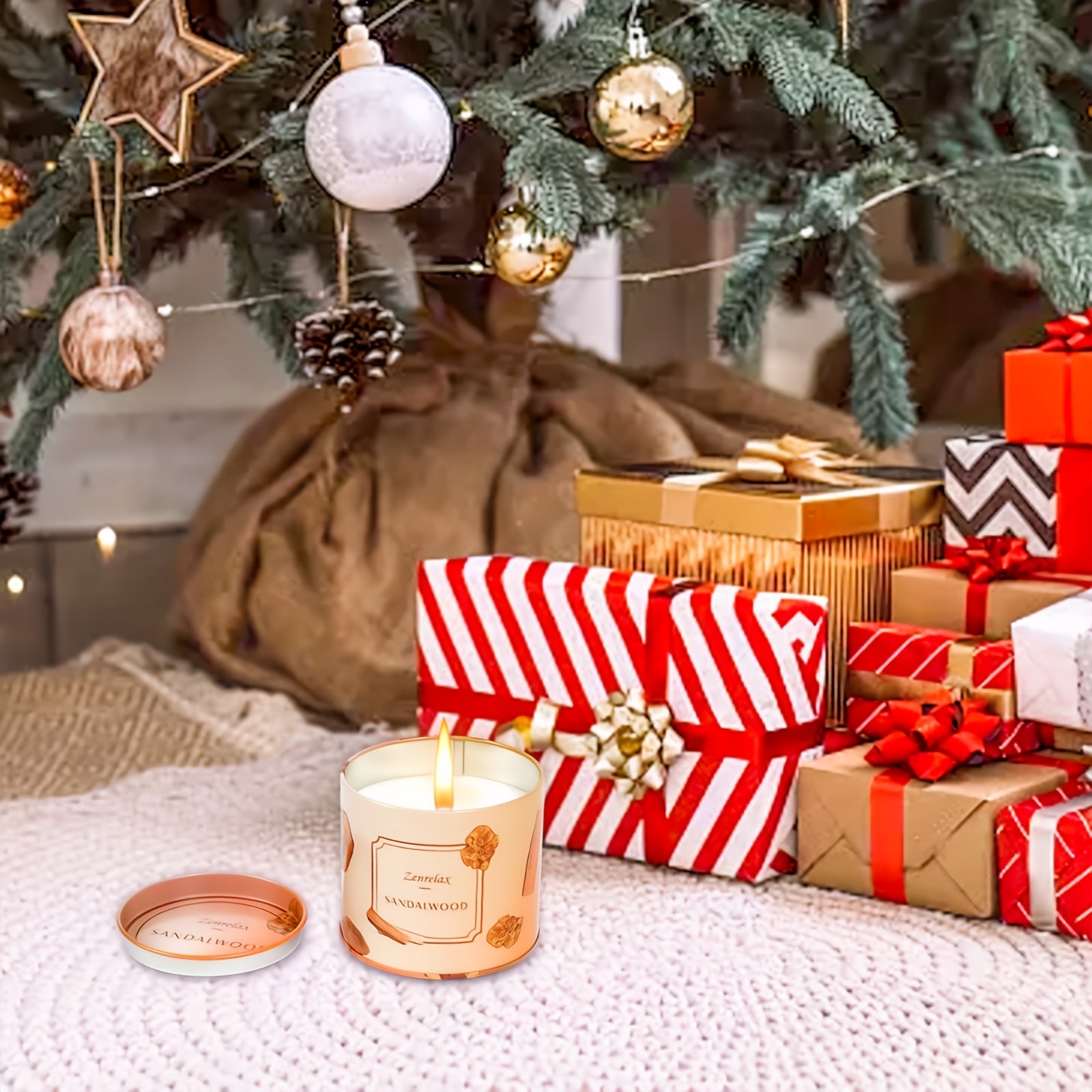 30oz Scented Candle Set for Women - Rose, Sandalwood, Cinnamon, Apple & Lavender Fragrances in Metal Jar - Perfect Christmas, Valentine's Day & Birthday Gift Seasonal Holiday Decorations for Halloween