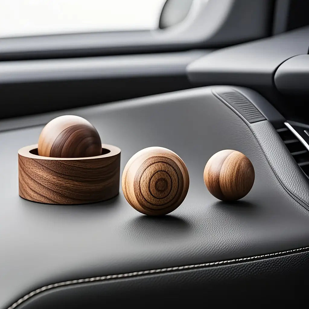 2 (1set) Natural Wooden Spherical Diffusers Slowly Release Lasting Aroma, Suitable for Homes, Cars, Bathrooms, Offices, Decorative Wooden Spherical Diffusers with Natural Wood Grain, Health Enthusiasts, No Batteries Required, Diffusers,